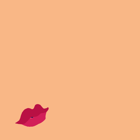 Illustrated gif. Red lips on a peach background flap open, and a word bubble appears revealing a message in colorful bubble letters, "Georgia, organizers, officially, knocked, 1.3 million, doors, and counting!"