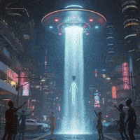Flying Saucer Ufo GIF by Lonely Aliens