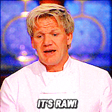 Gordon Ramsay "It's Raw" GIF used here to suggest AI content is raw