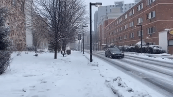 Light Snowfall Creates Wintry Scene in State College, Pennsylvania