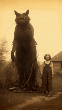 cursejourney cat hug scary cat viral cat giant cat GIF