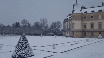 Chateau and Surrounds Blanketed as Snow Hits North of France
