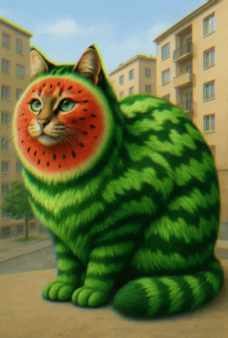 Cat Watermelon GIF