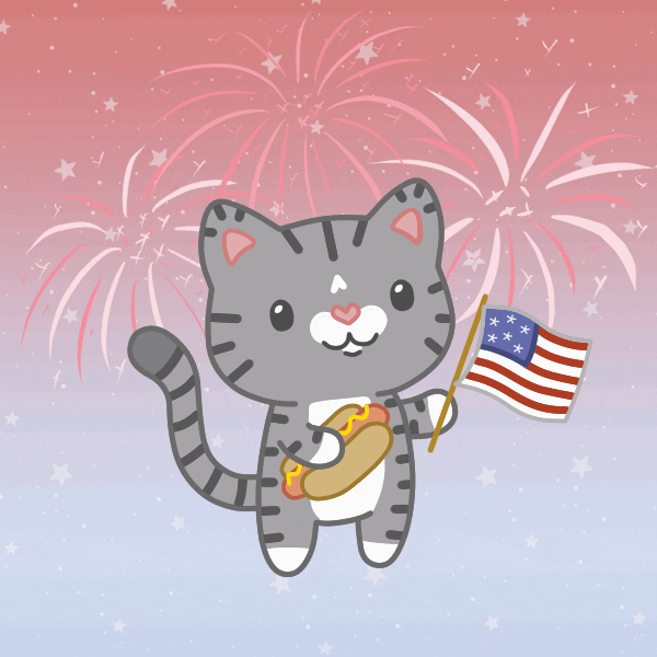 Independence Day Cat GIF by beckadoodles