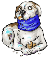 pasalochancho dog eating breakfast cold Sticker