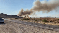 Smoke Billows Across Clear Skies From Aquila Fire near Phoenix, Arizona