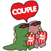 akan_official love couple cinema popcorn Sticker