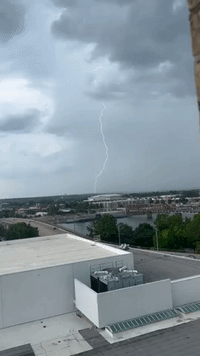Lightning Flashes Over Little Rock Amid Storm Warnings