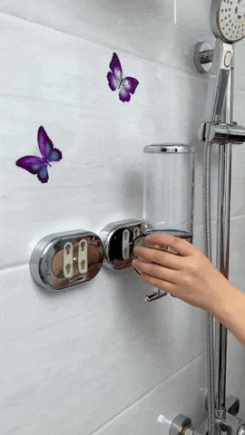 Wall mounted soap dispenser in use