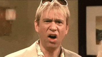 SNL gif. Comedians Kristen Wiig, Bill Hader, and Fred Armisen exchange shocked, slack-jawed expressions, parodying The Californians. 