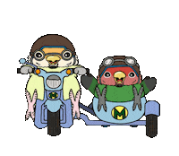 M-Family bird bike touring lovebird Sticker
