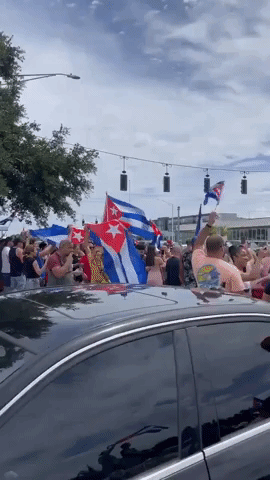 Supporters of Cuban Anti-Government Protests Rally in Tampa