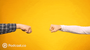 Explosion Fist Bump GIF by Podcastdotco