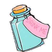 drink me Sticker by Whosits & Whatsits