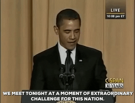 barack obama we meet tonight at a moment of extraordinary challenge for this nation GIF by Obama