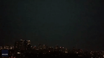 Lightning Streaks Across Milwaukee Night Sky