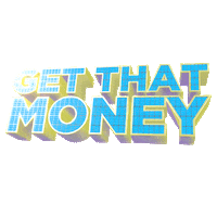 Text gif. The sun glints across big 3D letters made of solar paneling that read "Get that money."