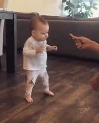 Adorable Baby Takes First Steps For French Fry