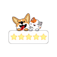 petiquepets cartoons review 5 stars cat and dog Sticker
