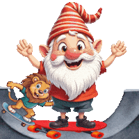 Skateboarding Cute Gnome Sticker
