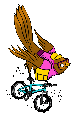 twintype cartoon animal bird bike Sticker