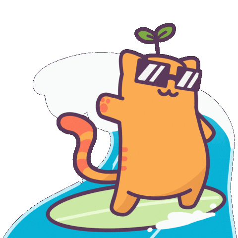 Cat Hang Ten Sticker by Castaways