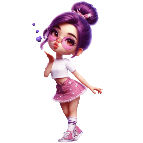 Purple Hearts Girl Sticker