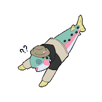 shimizukouen upset confusion ぐるぐる 釣り Sticker