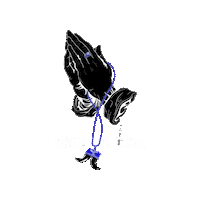 Praying Hands Sticker by Scratched Out Ent