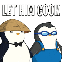 Hold Up Cooking Sticker by Pudgy Penguins