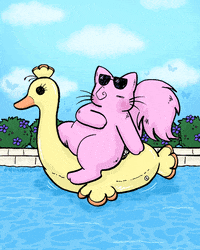 WonkyKatComix party summer cats lazy GIF