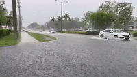 Heavy Rain Swamps Road in West Palm Beach