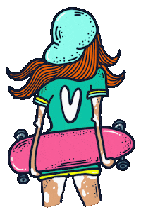 Skating Red Hair Sticker