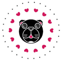 Pug Hearts Sticker