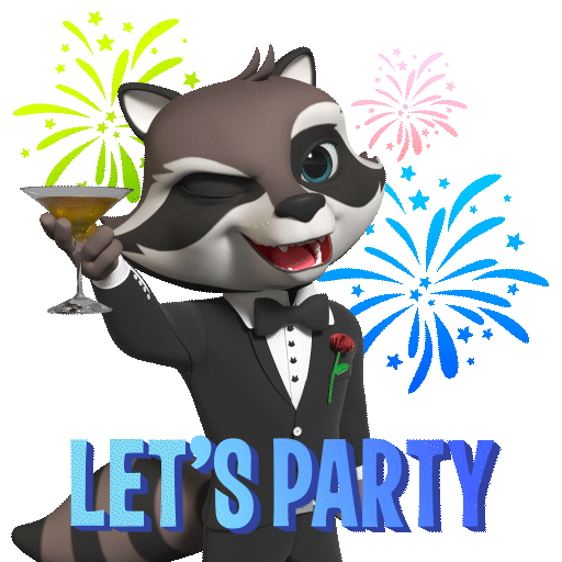 BetFuryGaming party celebrate fireworks raccoon Sticker