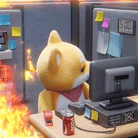 thedogefrens fire work office doge GIF