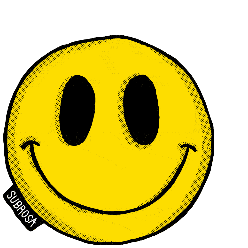 Happy Smiley Face Sticker by Subrosa Brand
