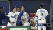 High Five Los Angeles Dodgers GIF by MLB