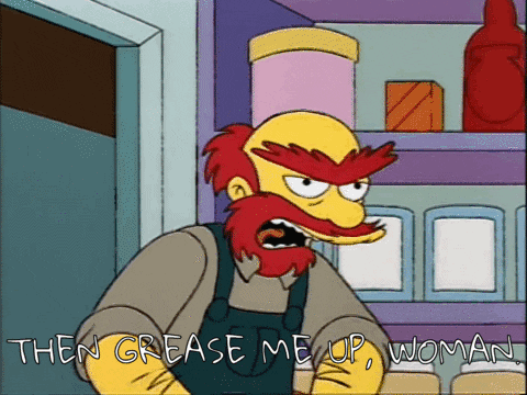 nerdwich giphyupload simpsons groundskeeper willie grease me up woman GIF