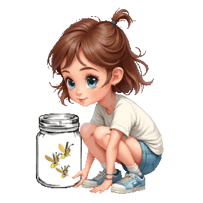 Boys Girls Fireflies Sticker