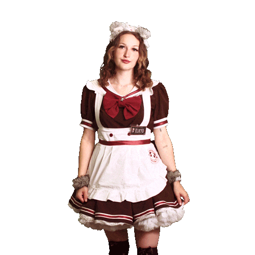 cosplaygif giphyupload maid maid cafe dokomi Sticker