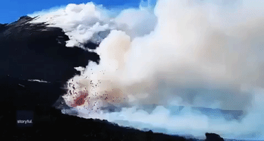 Lava Gushes From Erupting Mount Etna