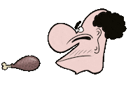 Hungry Chicken Leg Sticker by Some Doodles