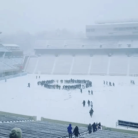 UNC Students Sing School Song in Snow