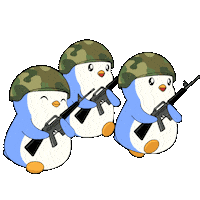 Huddle Up War Sticker by Pudgy Penguins