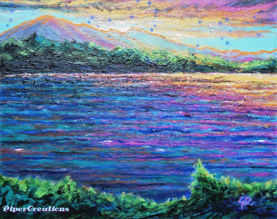 Pipercreations Garyrogersart Water Mountains Nature Art Oilpainting GIF
