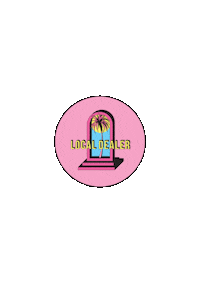 LocalDealerFoodinc pink blue yellow palmtree Sticker