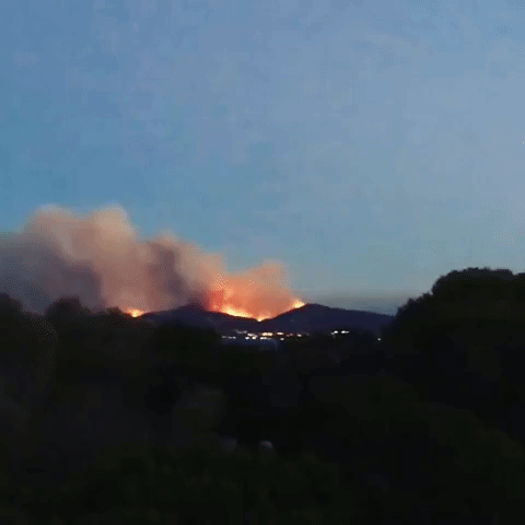 Wildfires Light Up Evening Sky on the Coast of Sardinia