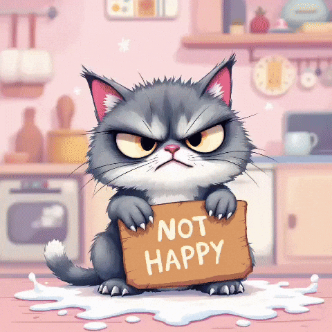 goodvibewishes giphycreatortest angry cat grumpy cat sad cat GIF
