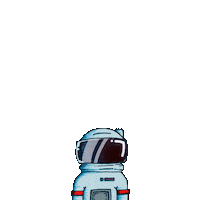 astromoon_studios 2d astronaut scare cosmo Sticker